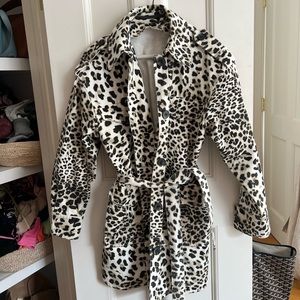 AllSaints denim cheetah print coat